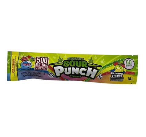 Medicated Sour Punch Straws 500mg Sour Punch Bites Assorted Flavors Candy, 9 oz.  Medicated Sour Punch Straws 500mg